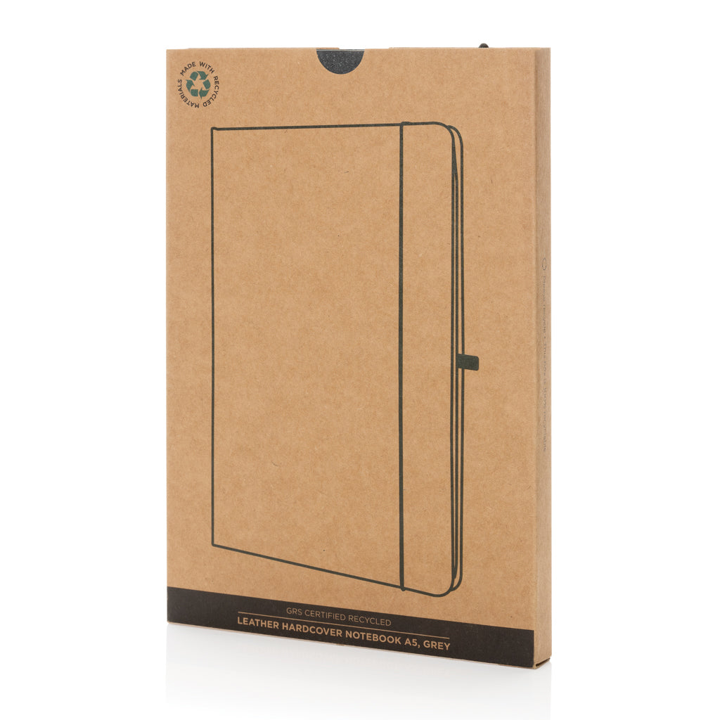 GRS Recycled leather hardcover notebook A5 - Grey