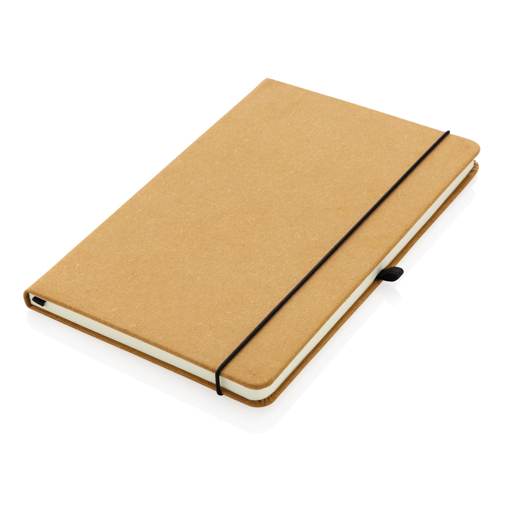 GRS Recycled leather hardcover notebook A5 - Brown