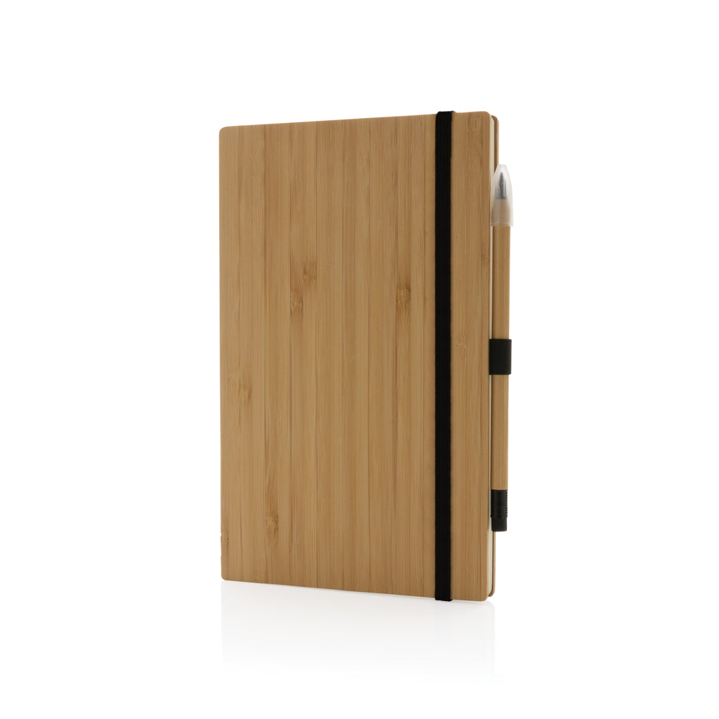 Bamboo notebook and infinity pencil set - Brown