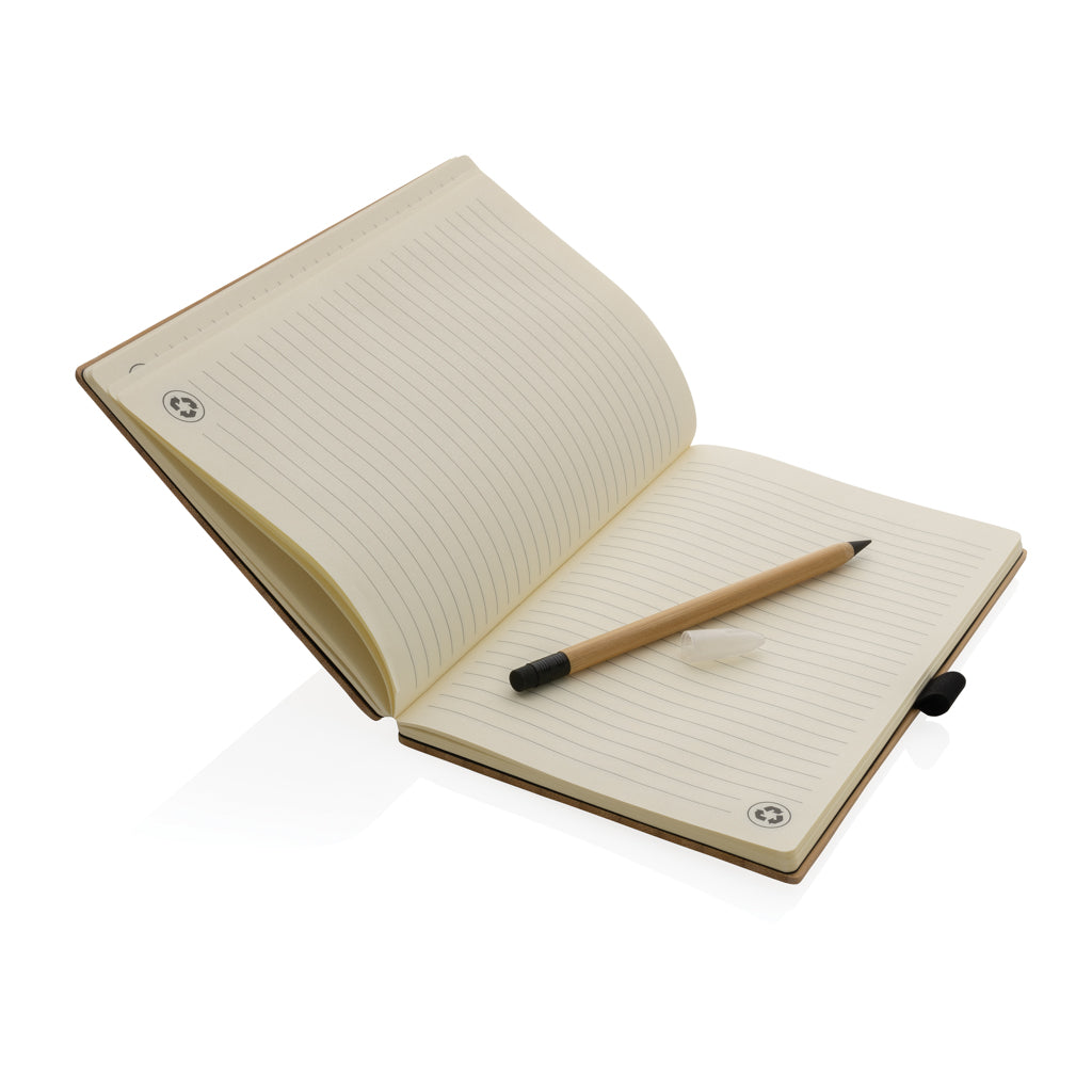 Bamboo notebook and infinity pencil set - Brown