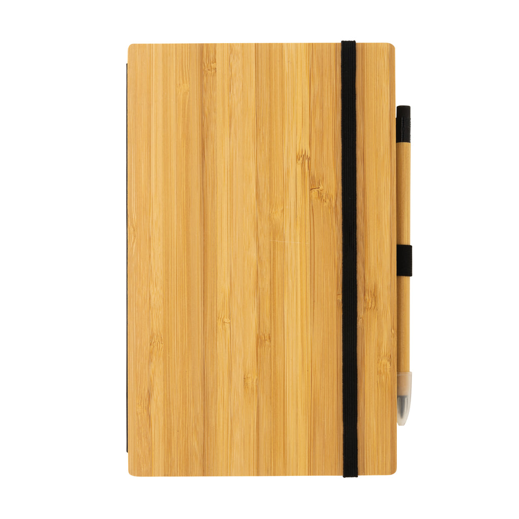 Bamboo notebook and infinity pencil set - Brown