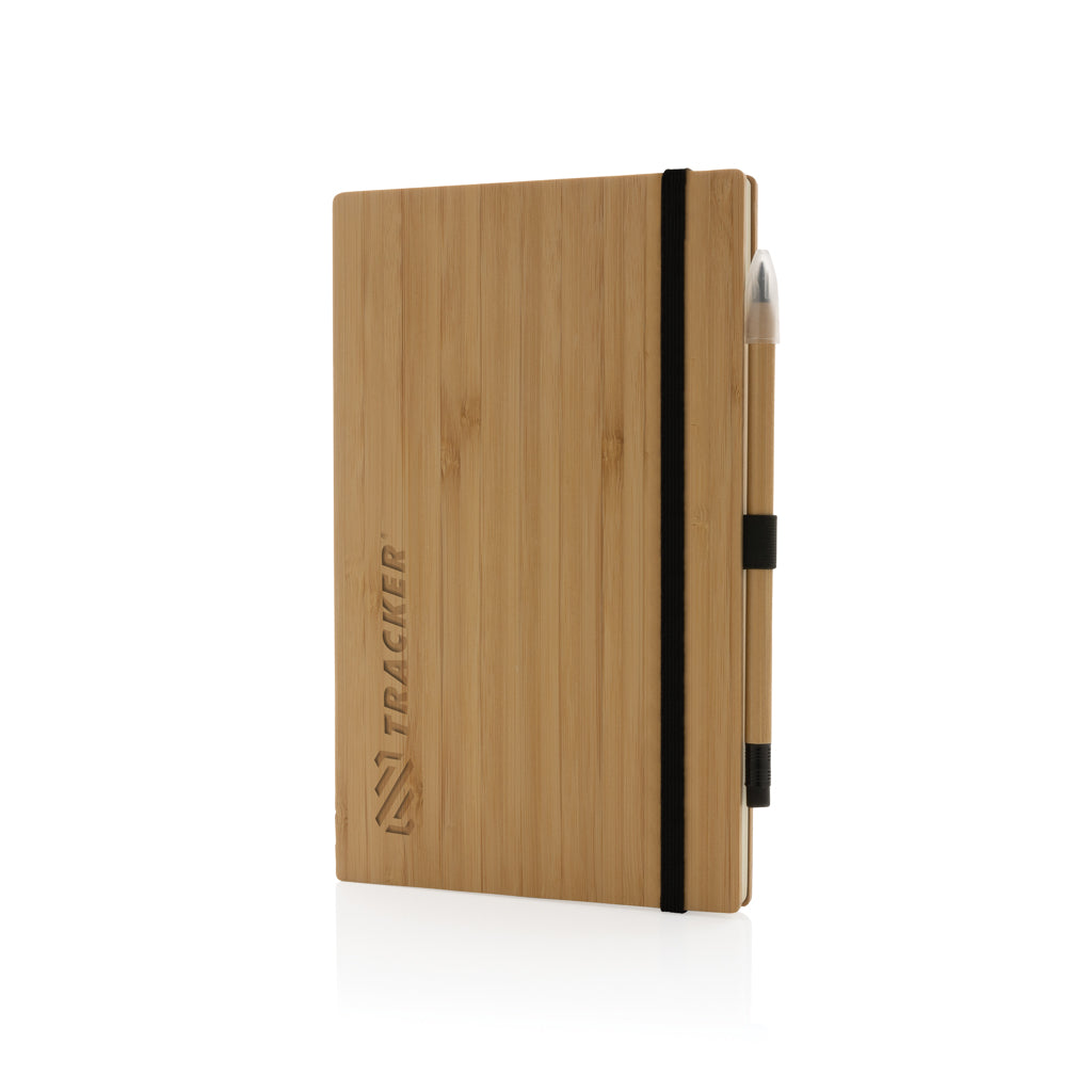 Bamboo notebook and infinity pencil set - Brown