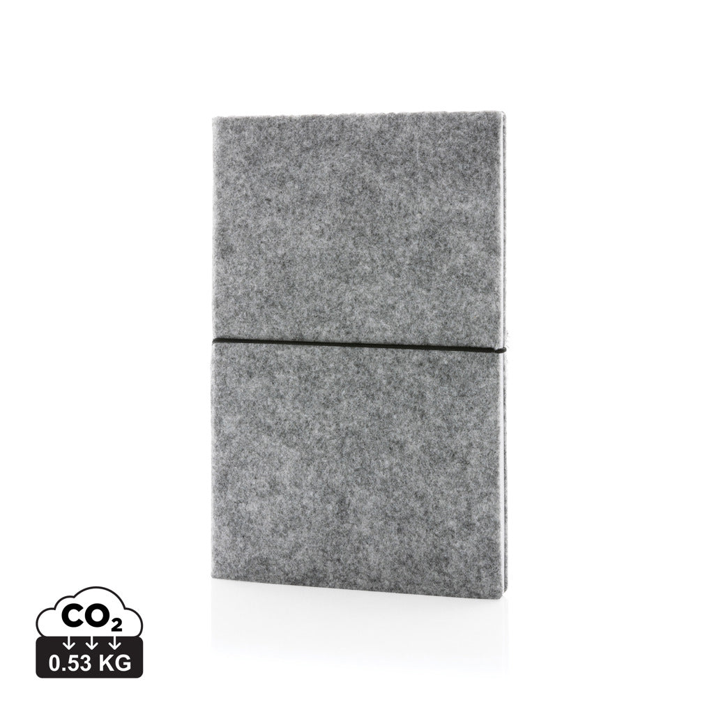 GRS certified recycled felt A5 softcover notebook - Grey