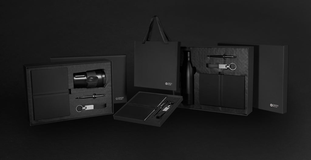 Swiss Peak RCS certified deluxe business gift set w/ tumbler - Black