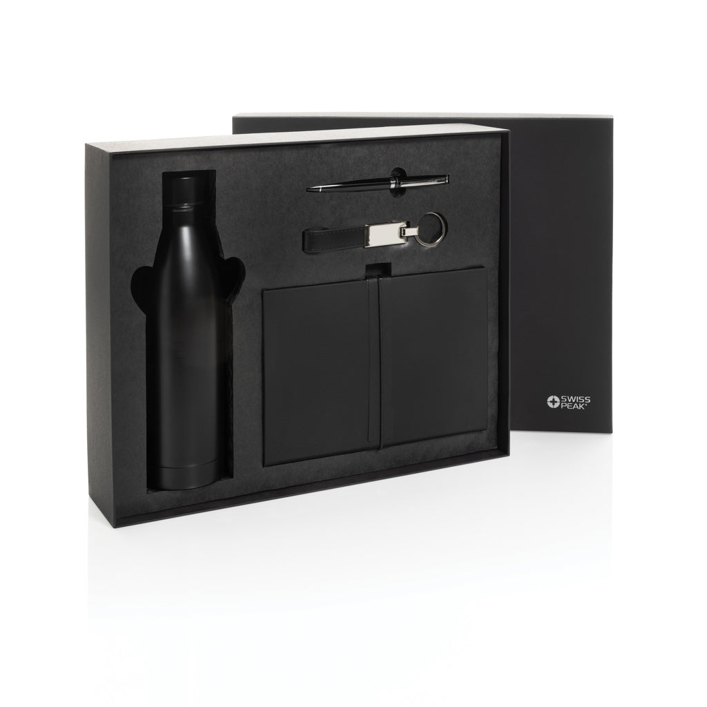 Swiss Peak RCS deluxe business gift set w/ water bottle - Black