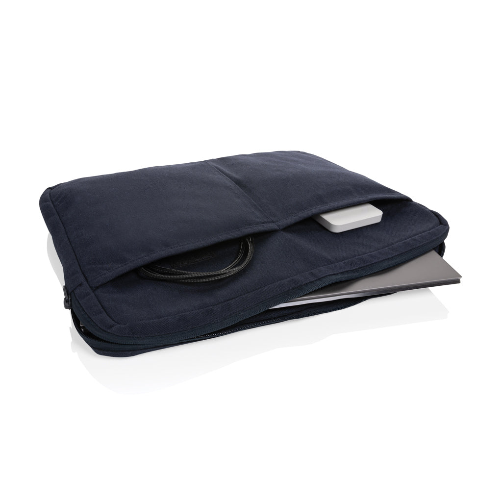 Laluka AWARE™ recycled cotton 15.6 inch laptop sleeve - Navy