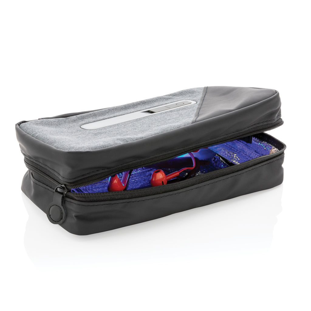 Portable UV-C steriliser pouch with integrated battery - Grey