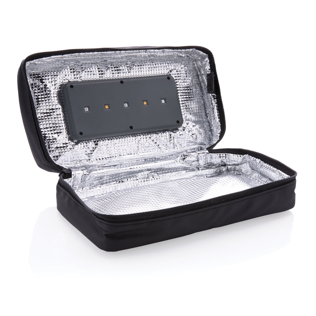 Portable UV-C steriliser pouch with integrated battery - Grey