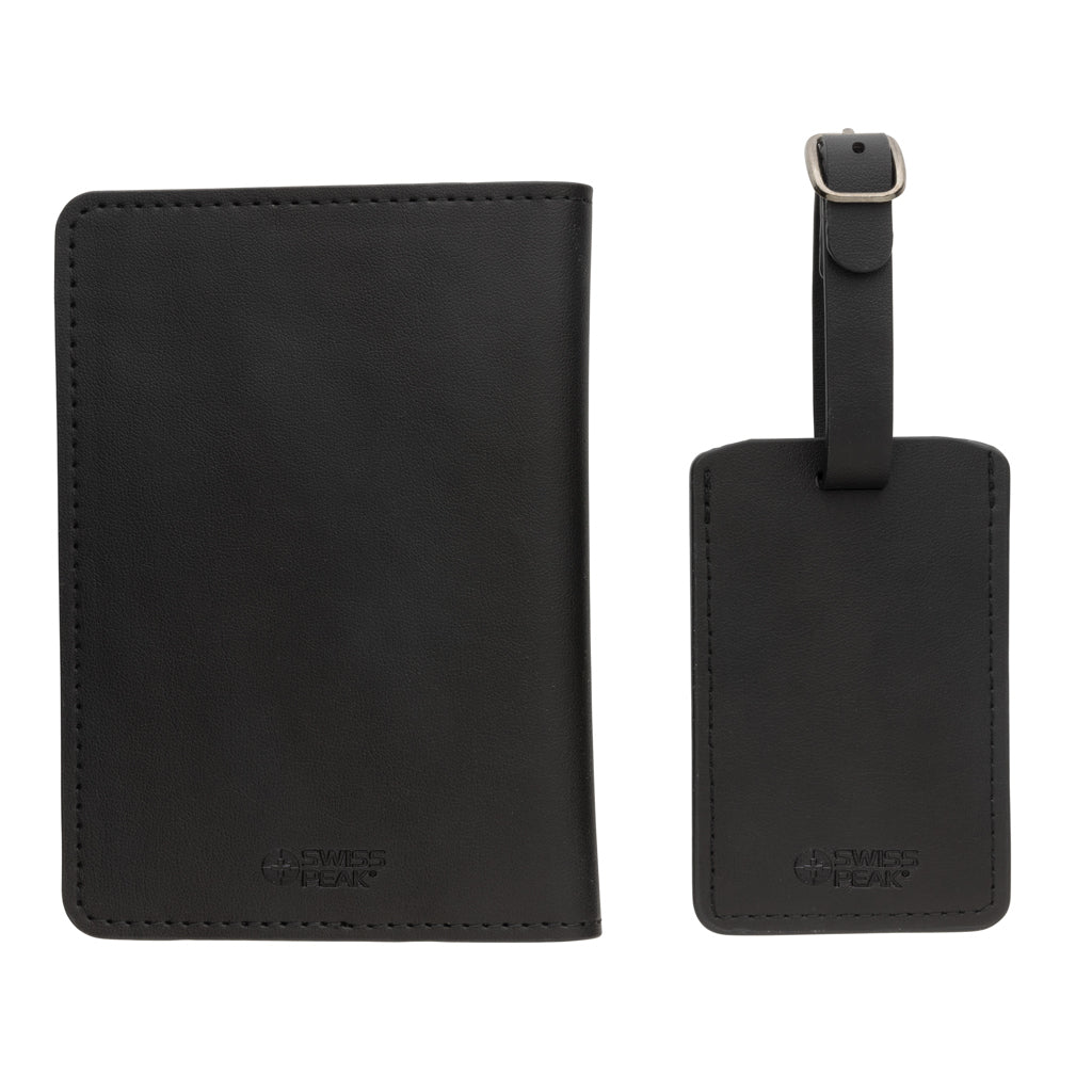 Swiss Peak GRS recycled PU travel gift set - Black