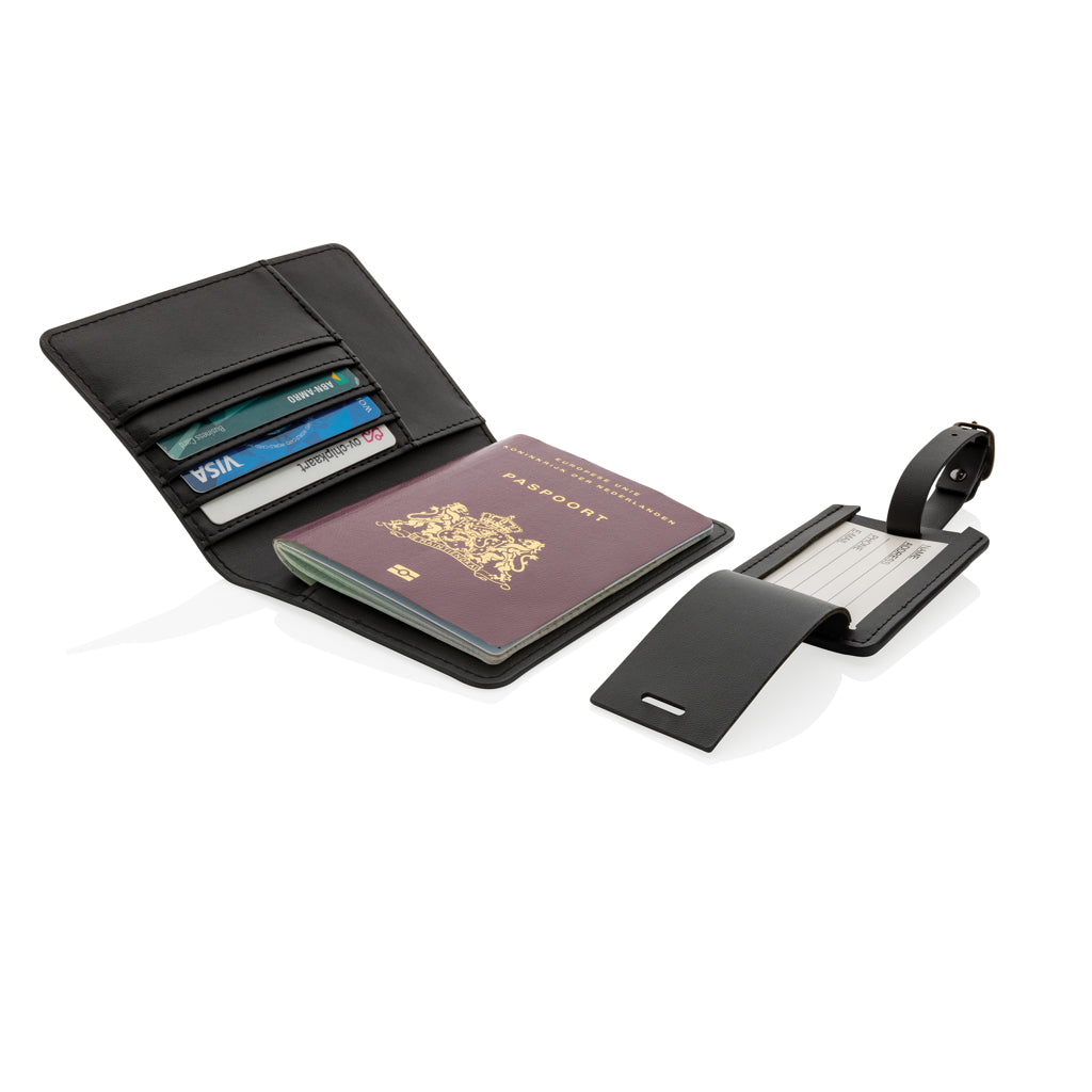 Swiss Peak GRS recycled PU travel gift set - Black