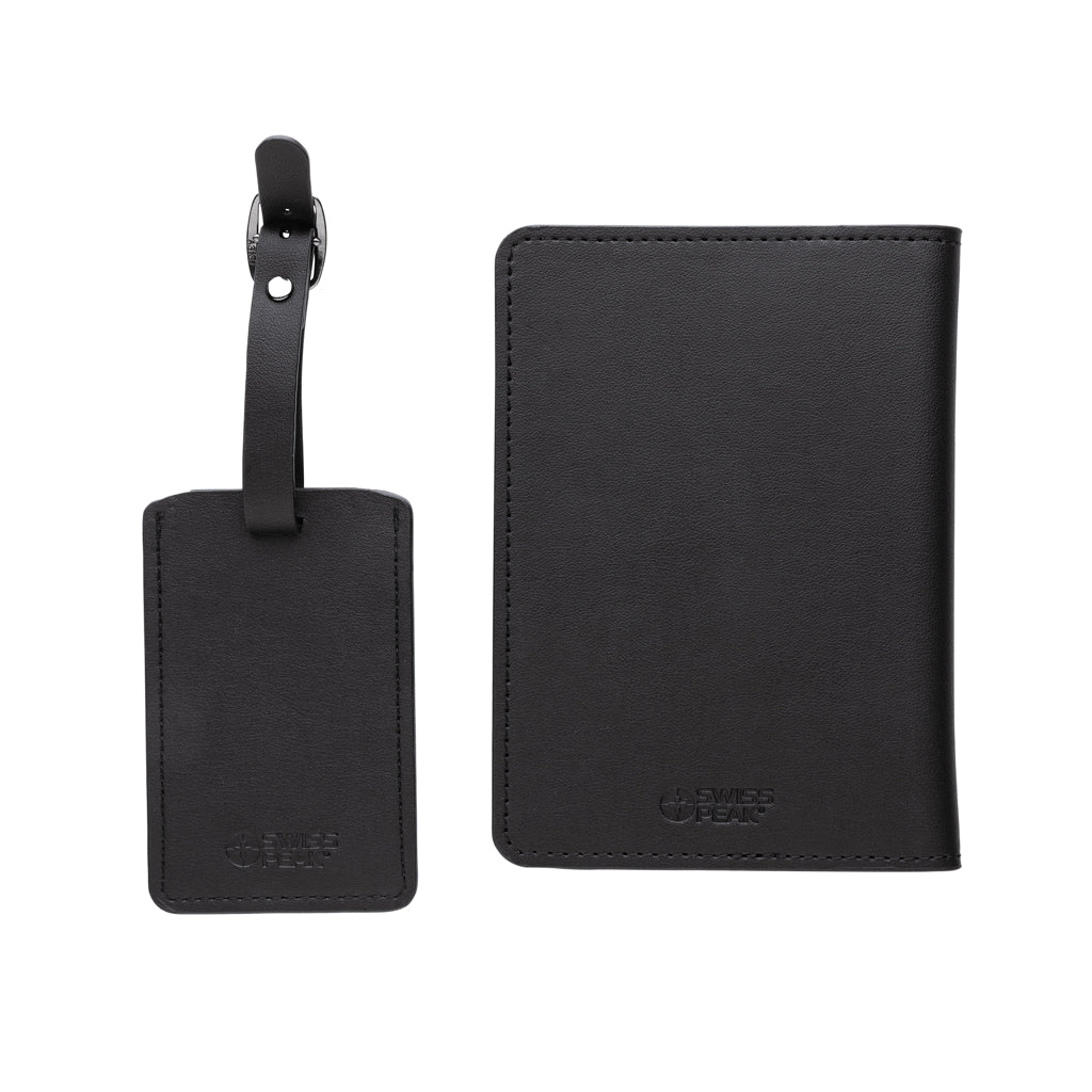 Swiss Peak GRS recycled PU travel gift set - Black
