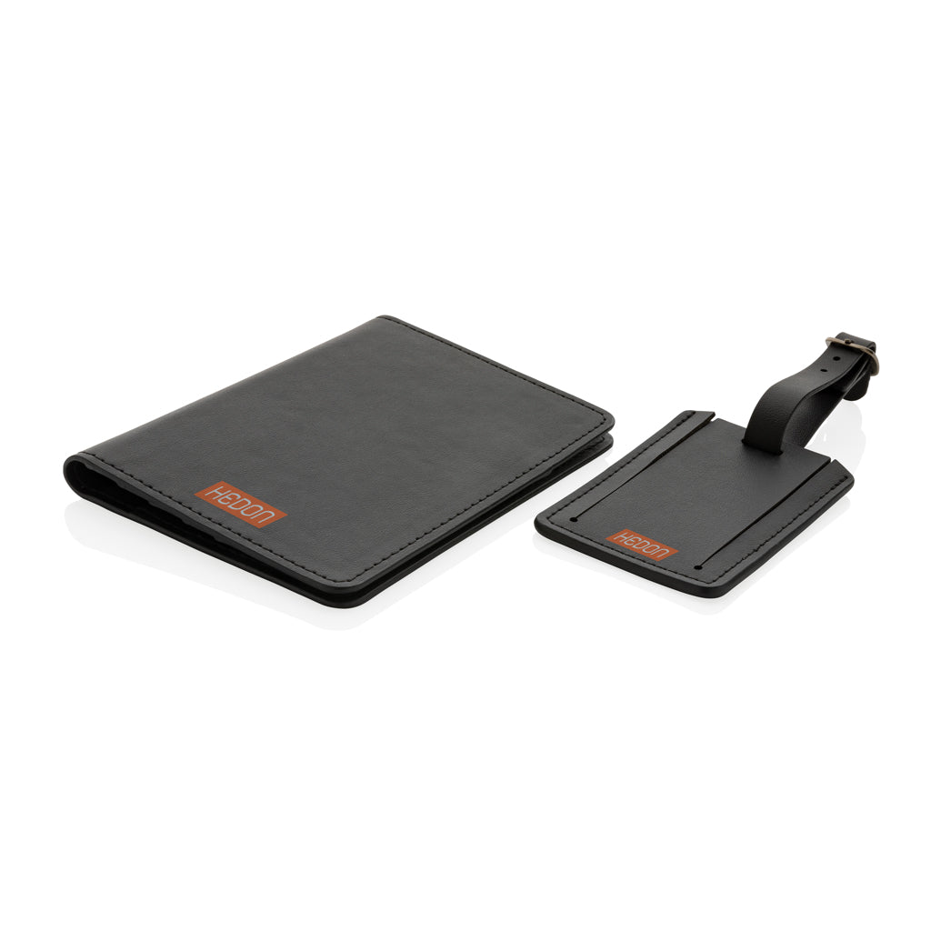 Swiss Peak GRS recycled PU travel gift set - Black