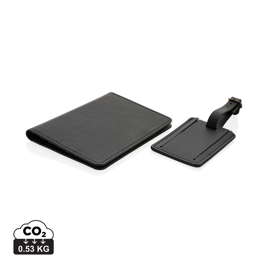 Swiss Peak GRS recycled PU travel gift set - Black