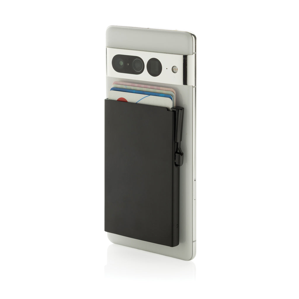 Standard aluminium RFID magnetic phone cardholder - Black
