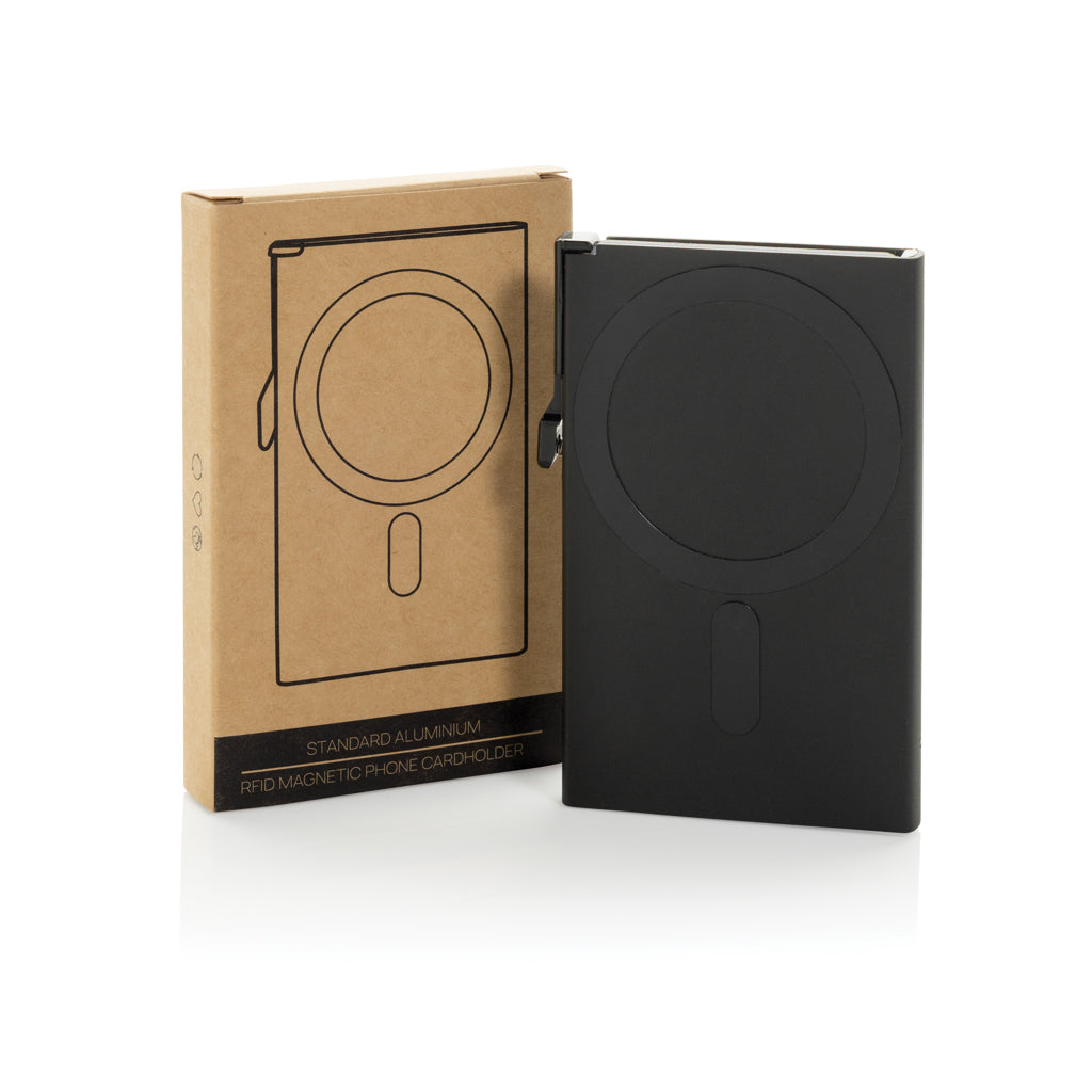 Standard aluminium RFID magnetic phone cardholder - Black