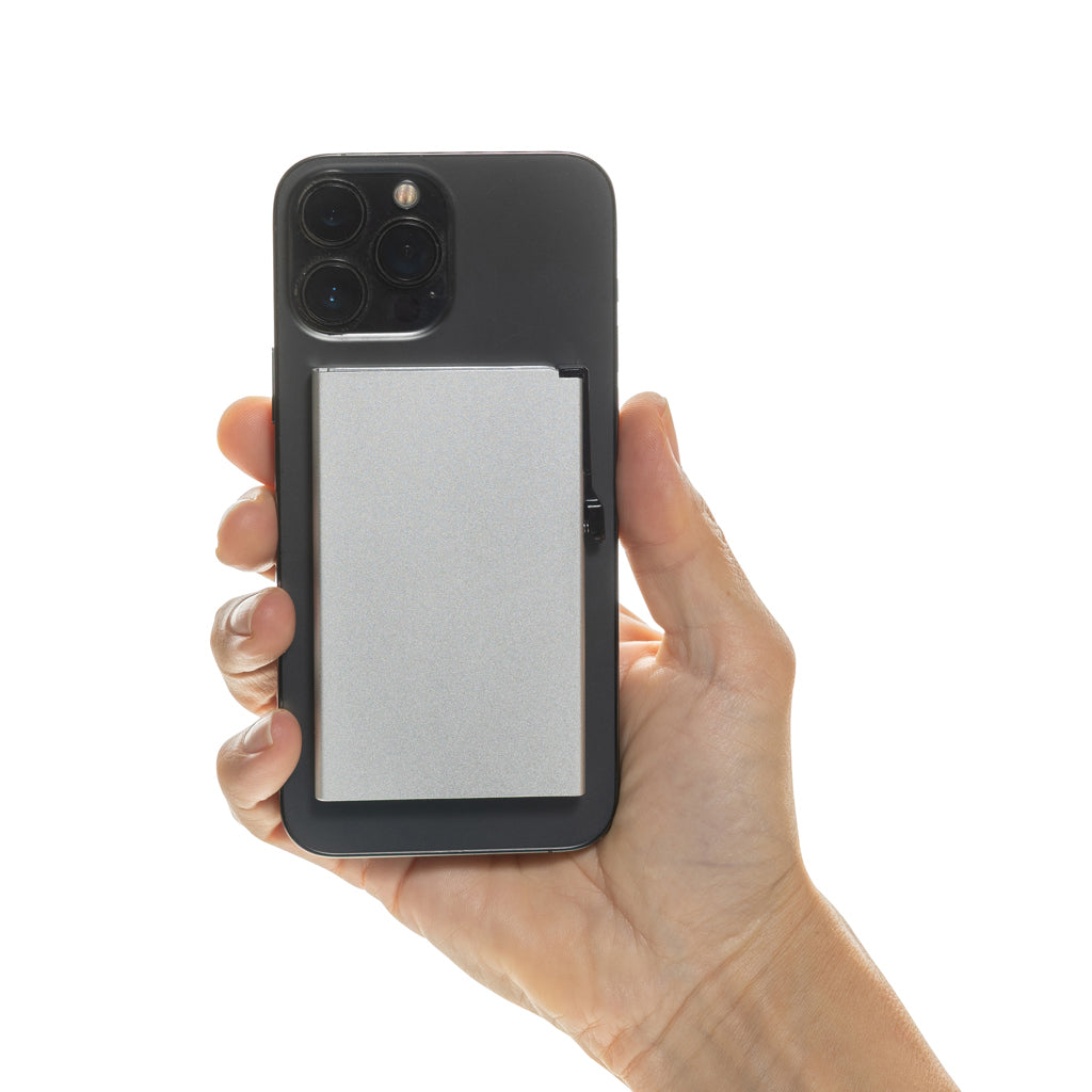 Standard aluminium RFID magnetic phone cardholder - Silver