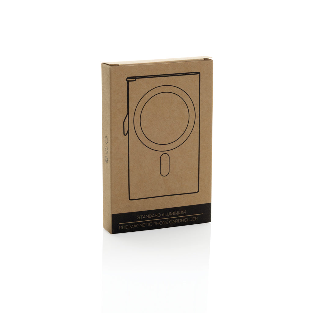 Standard aluminium RFID magnetic phone cardholder - Silver