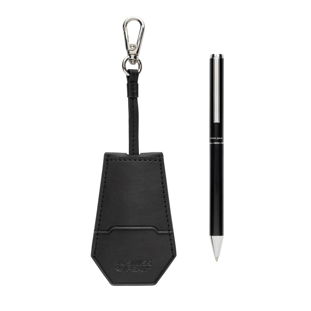 SP Tula RCS certified recycled PU key holder and pen set - Black