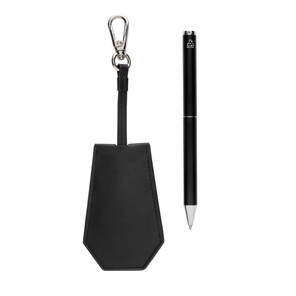 SP Tula RCS certified recycled PU key holder and pen set - Black