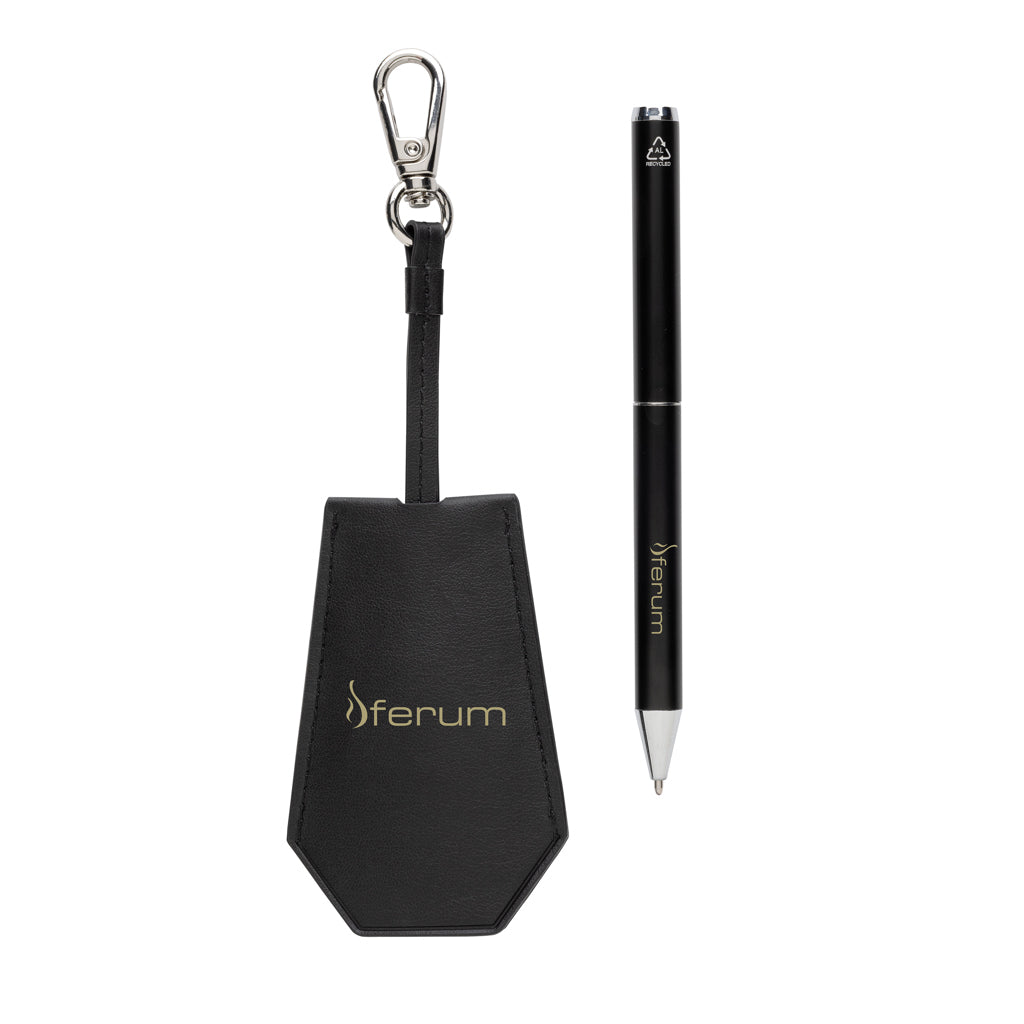 SP Tula RCS certified recycled PU key holder and pen set - Black