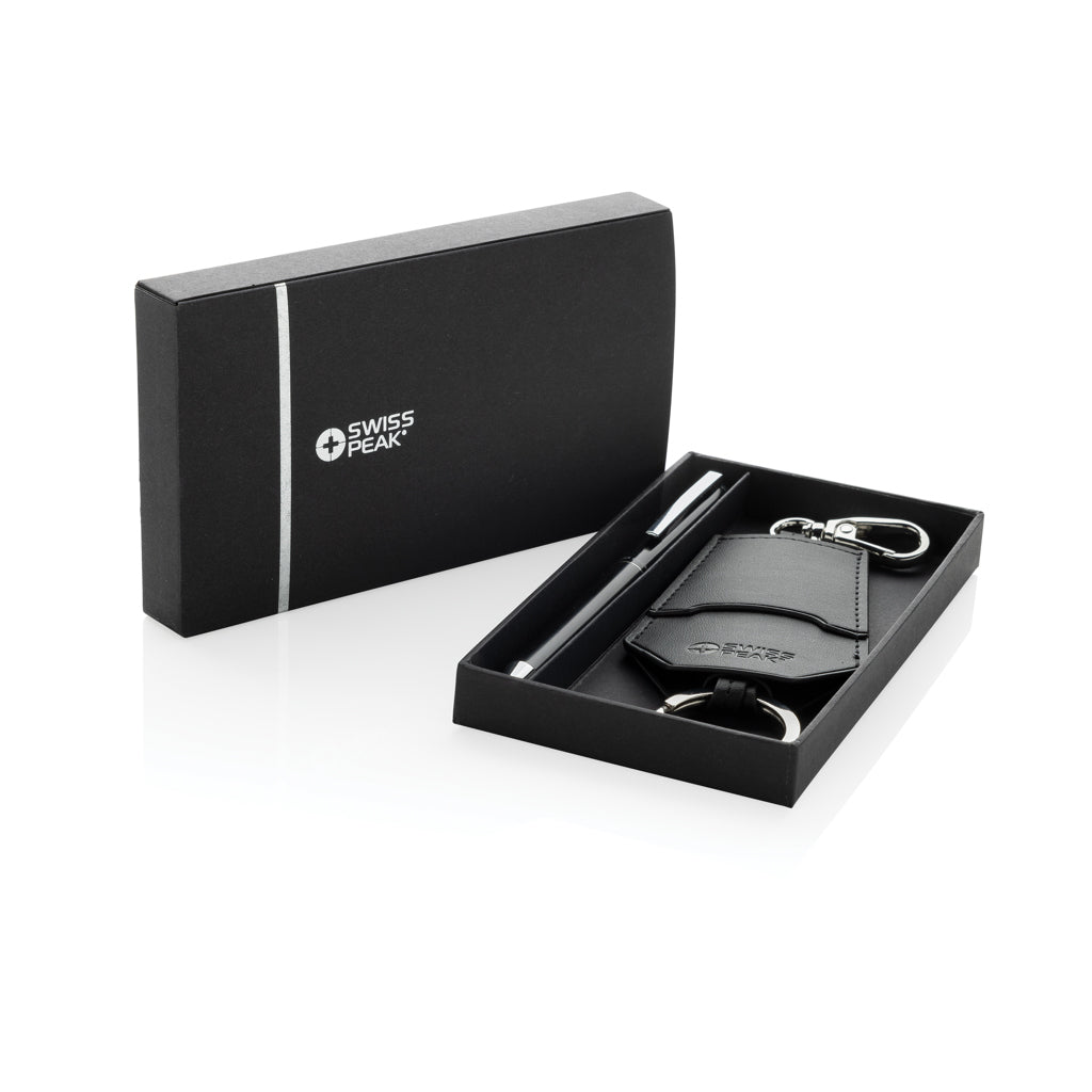 SP Tula RCS certified recycled PU key holder and pen set - Black