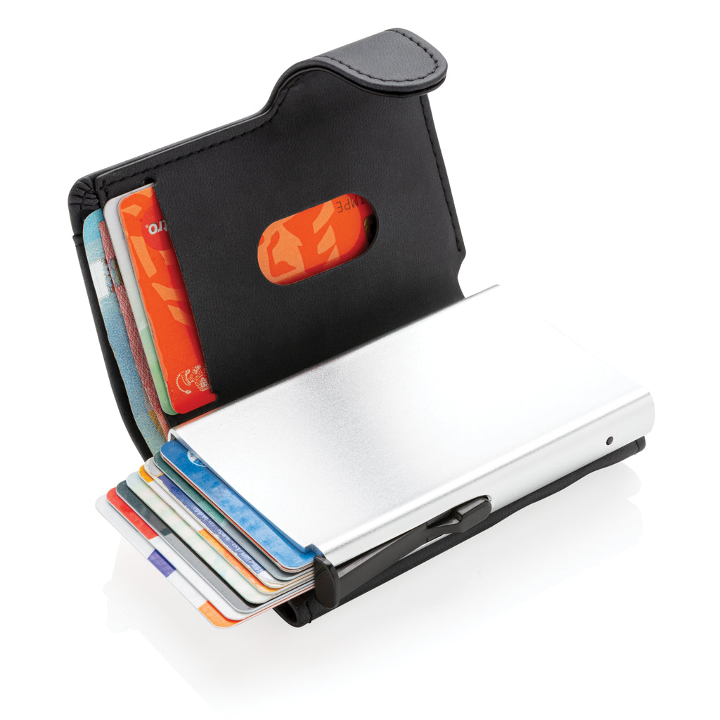 Standard aluminium RFID cardholder with PU wallet - Black