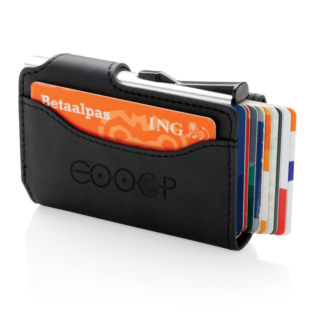 Standard aluminium RFID cardholder with PU wallet - Black