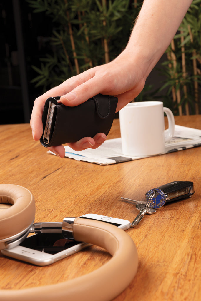 Standard aluminium RFID cardholder with PU wallet - Black