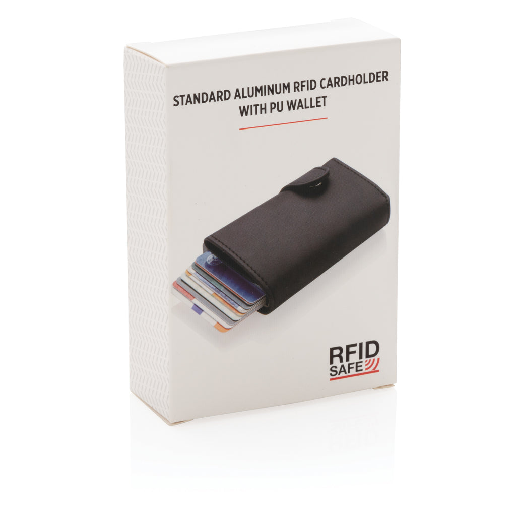 Standard aluminium RFID cardholder with PU wallet - Black