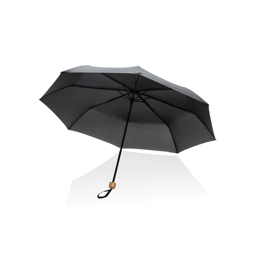 20.5' Impact AWARE™ RPET 190T Pongee bamboo mini umbrella - Black