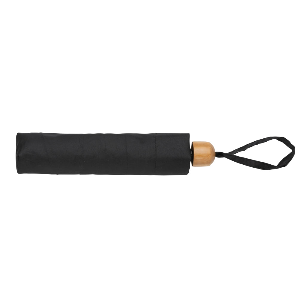 20.5' Impact AWARE™ RPET 190T Pongee bamboo mini umbrella - Black