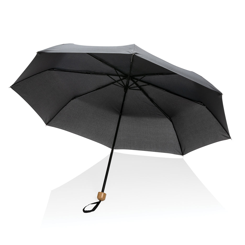 20.5' Impact AWARE™ RPET 190T Pongee bamboo mini umbrella - Black
