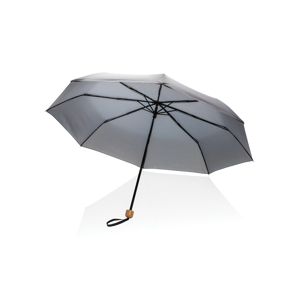 20.5' Impact AWARE™ RPET 190T Pongee bamboo mini umbrella - Anthracite