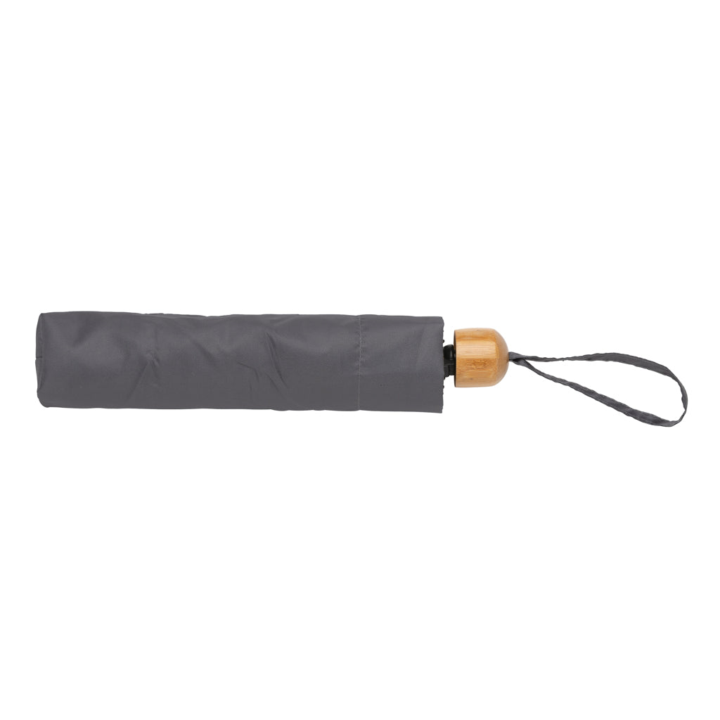 20.5' Impact AWARE™ RPET 190T Pongee bamboo mini umbrella - Anthracite