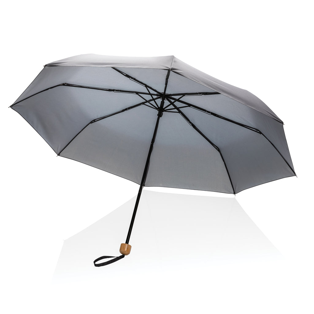 20.5' Impact AWARE™ RPET 190T Pongee bamboo mini umbrella - Anthracite