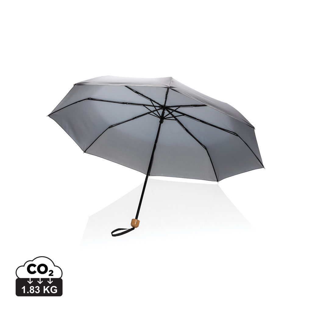 20.5' Impact AWARE™ RPET 190T Pongee bamboo mini umbrella - Anthracite