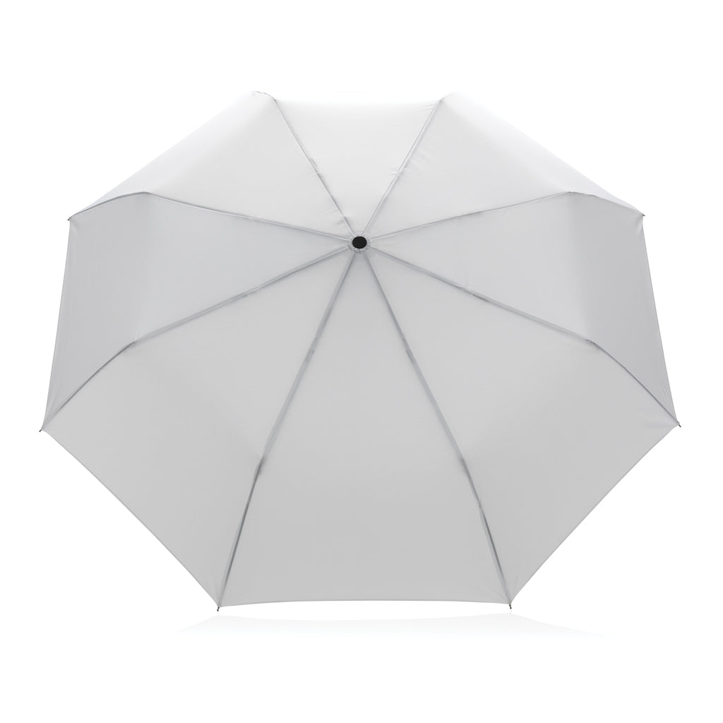 20.5' Impact AWARE™ RPET 190T Pongee bamboo mini umbrella - White