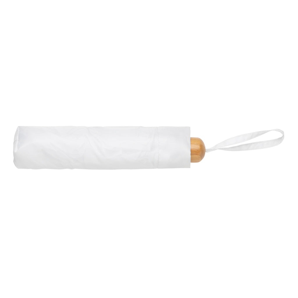 20.5' Impact AWARE™ RPET 190T Pongee bamboo mini umbrella - White