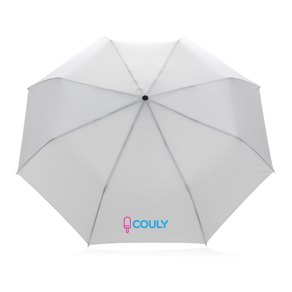 20.5' Impact AWARE™ RPET 190T Pongee bamboo mini umbrella - White