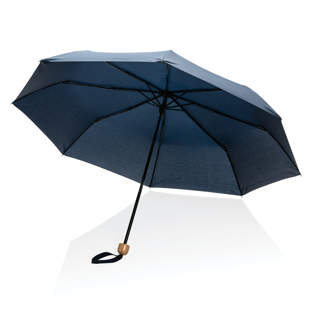 20.5' Impact AWARE™ RPET 190T Pongee bamboo mini umbrella - Navy