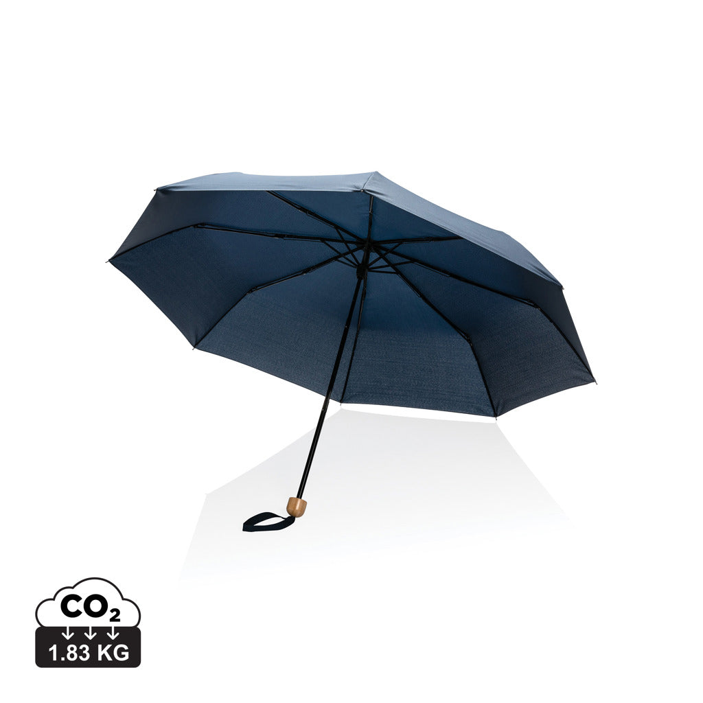 20.5' Impact AWARE™ RPET 190T Pongee bamboo mini umbrella - Navy