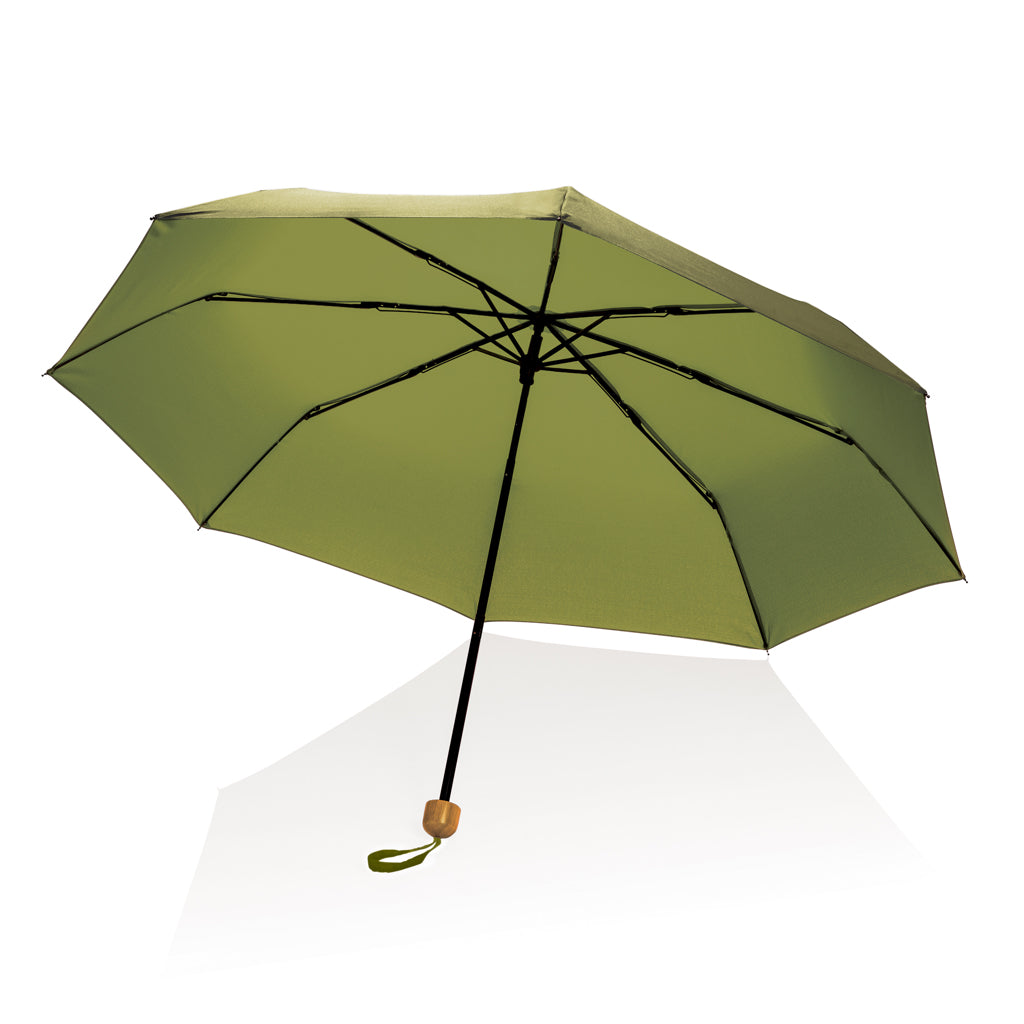 20.5' Impact AWARE™ RPET 190T Pongee bamboo mini umbrella - Green