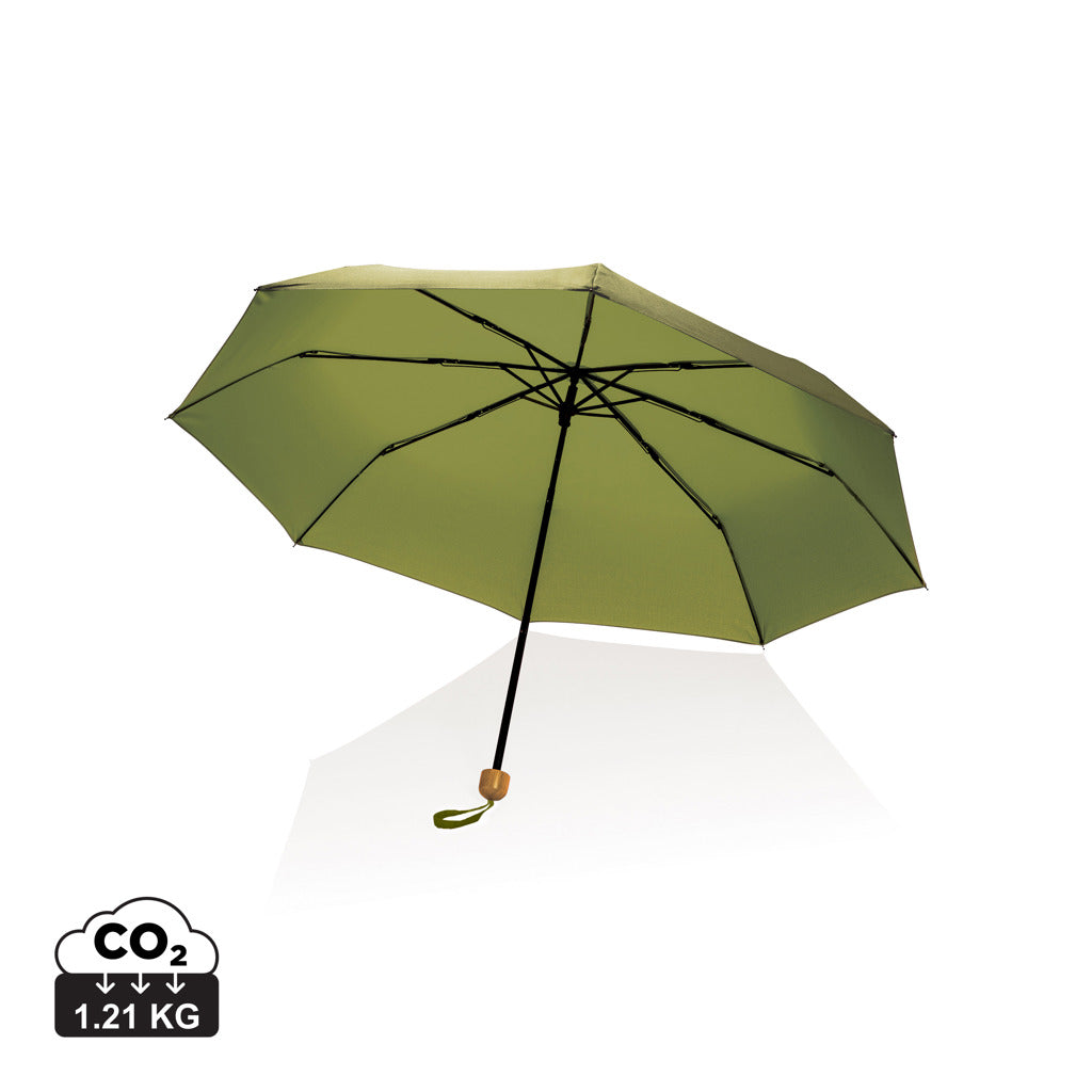 20.5' Impact AWARE™ RPET 190T Pongee bamboo mini umbrella - Green