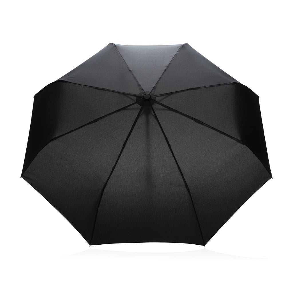 21' Impact AWARE™ RPET 190T bamboo auto open/close umbrella - Black