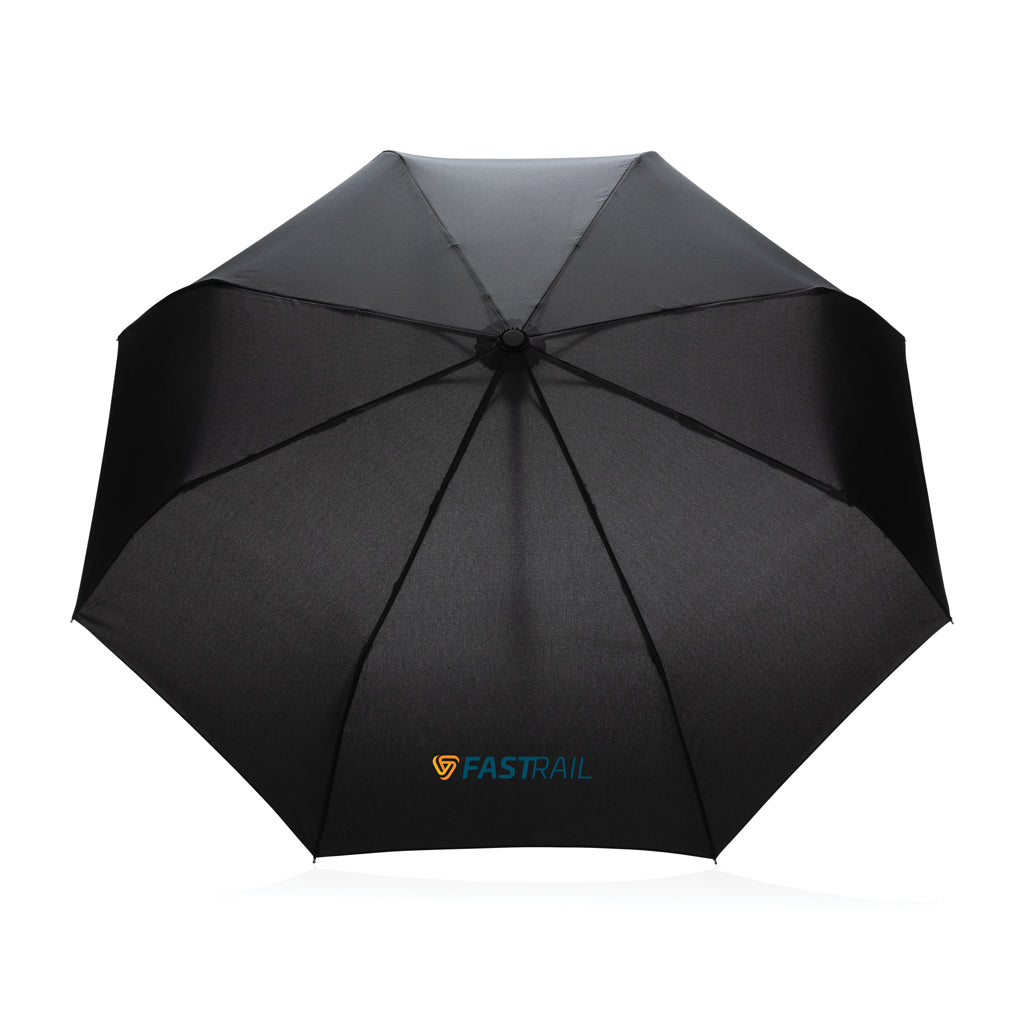 21' Impact AWARE™ RPET 190T bamboo auto open/close umbrella - Black