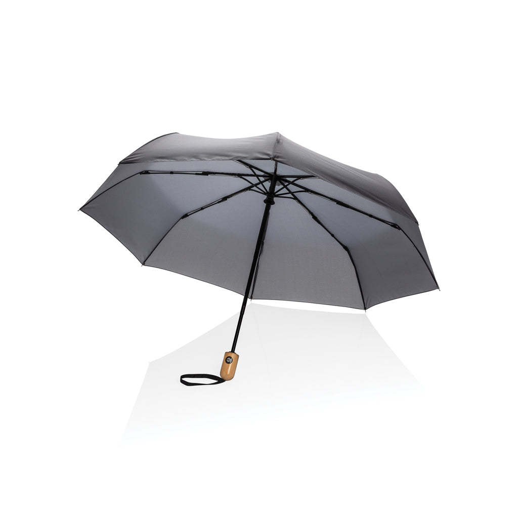 21' Impact AWARE™ RPET 190T bamboo auto open/close umbrella - Anthracite