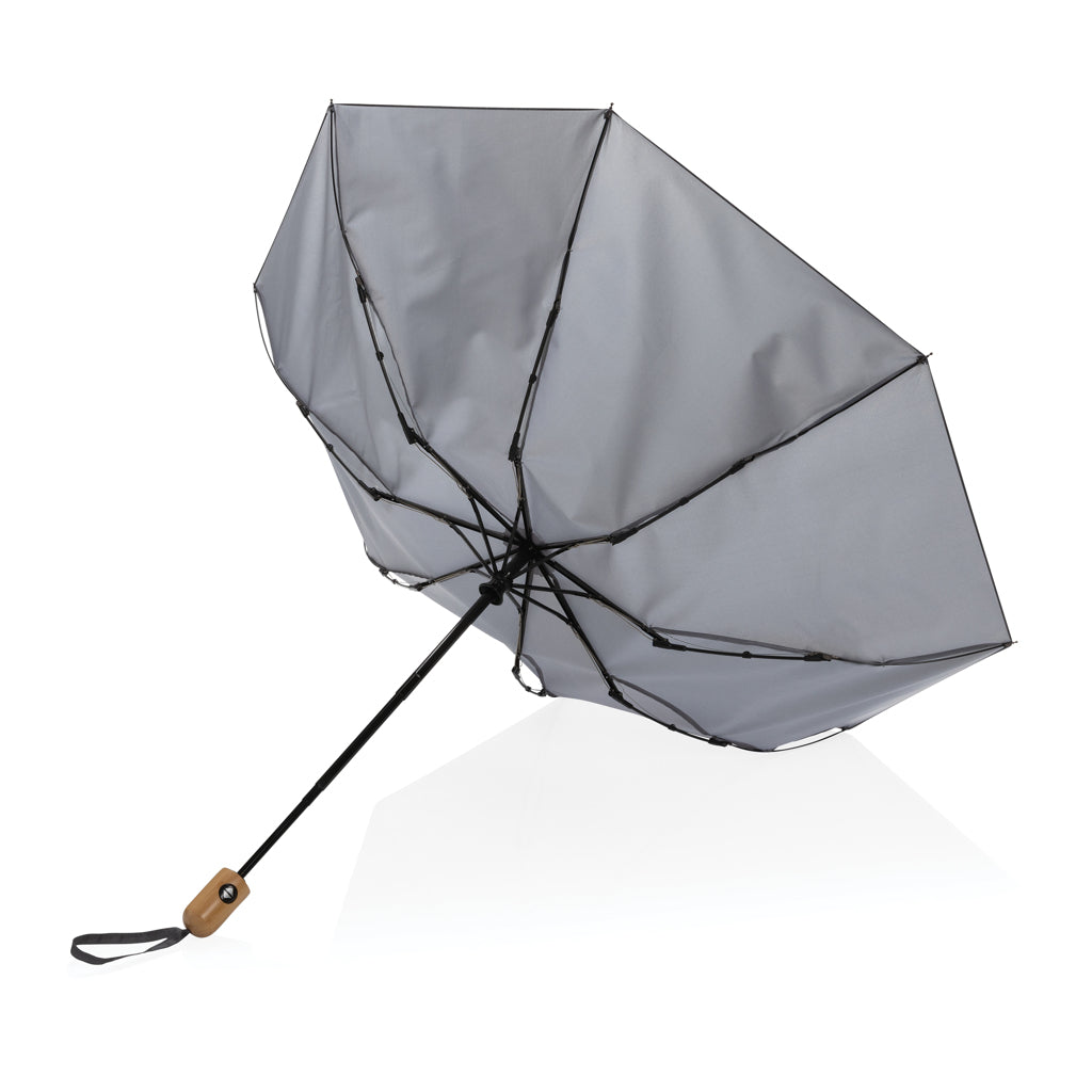 21' Impact AWARE™ RPET 190T bamboo auto open/close umbrella - Anthracite