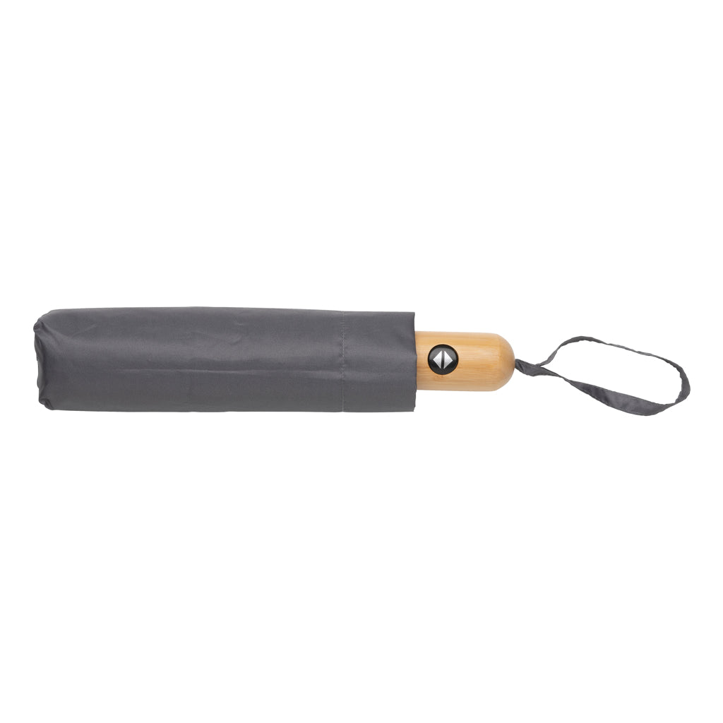21' Impact AWARE™ RPET 190T bamboo auto open/close umbrella - Anthracite