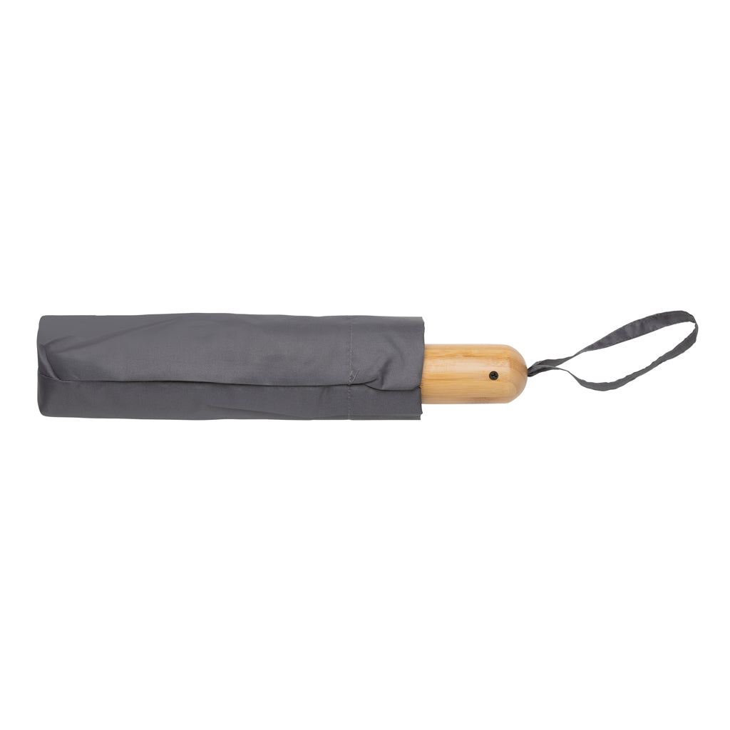 21' Impact AWARE™ RPET 190T bamboo auto open/close umbrella - Anthracite