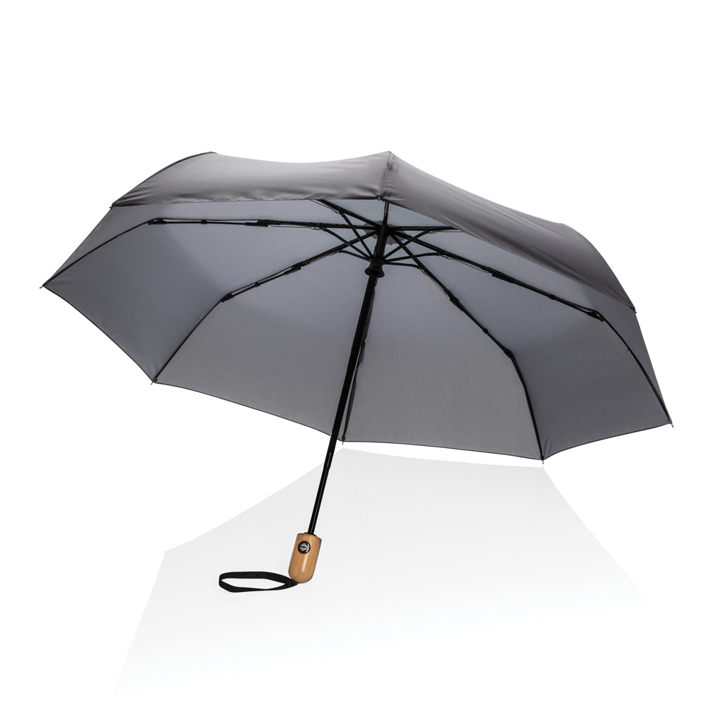 21' Impact AWARE™ RPET 190T bamboo auto open/close umbrella - Anthracite